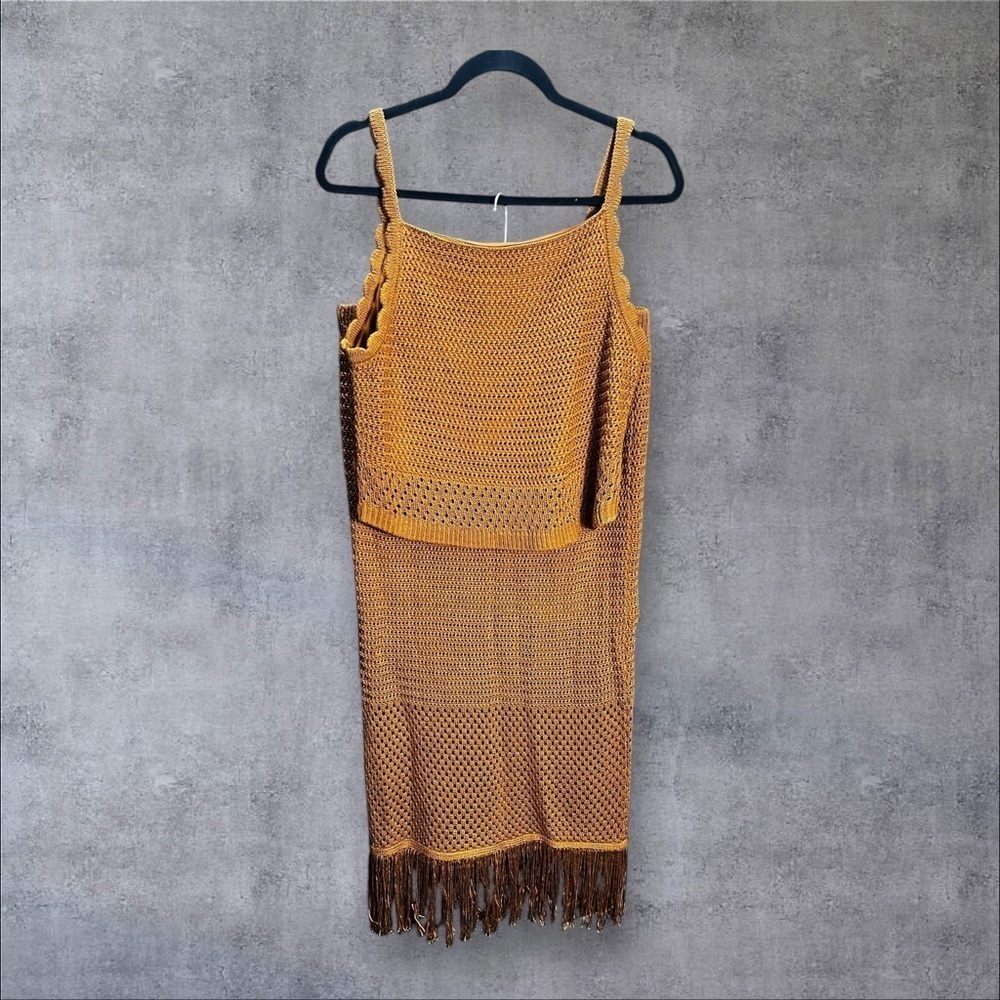 House of Harlow 1960 Fringe Crochet Knit Set | Size Large | NWT